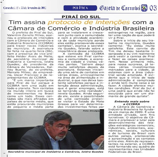 CCIBRA assina Protocolo de Intenções com a Prefeitura de Piraí do Sul – PR — Registro 3